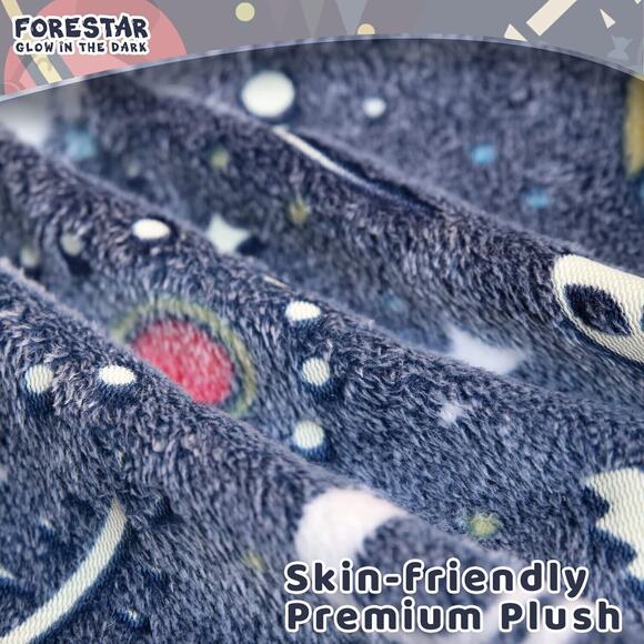 🔥Glow in The Dark Fleece Blanket Kids 50" x 60" Star Design Recharge w/ Light - Picture 4 of 7